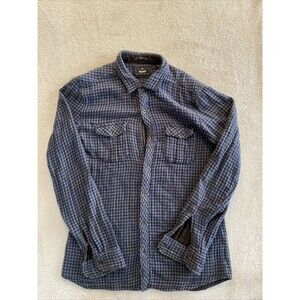 Mavi Flannel Shirt Mens Medium Blue/Black Checkered Slim Fit Cotton Blend Casual